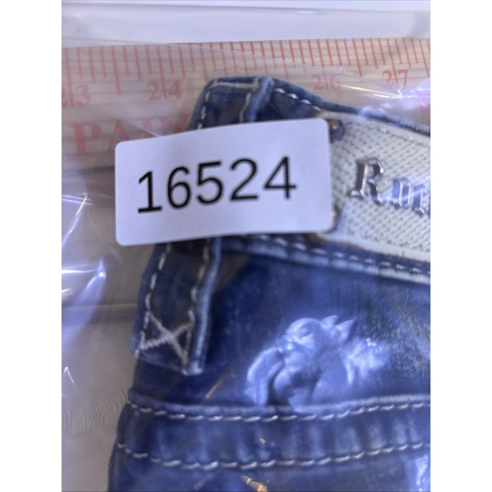 Rock Revival JEANS NICCI WOMENS 24 Mid-Rise Skinny Blue Denim Embellished - Picture 9 of 9